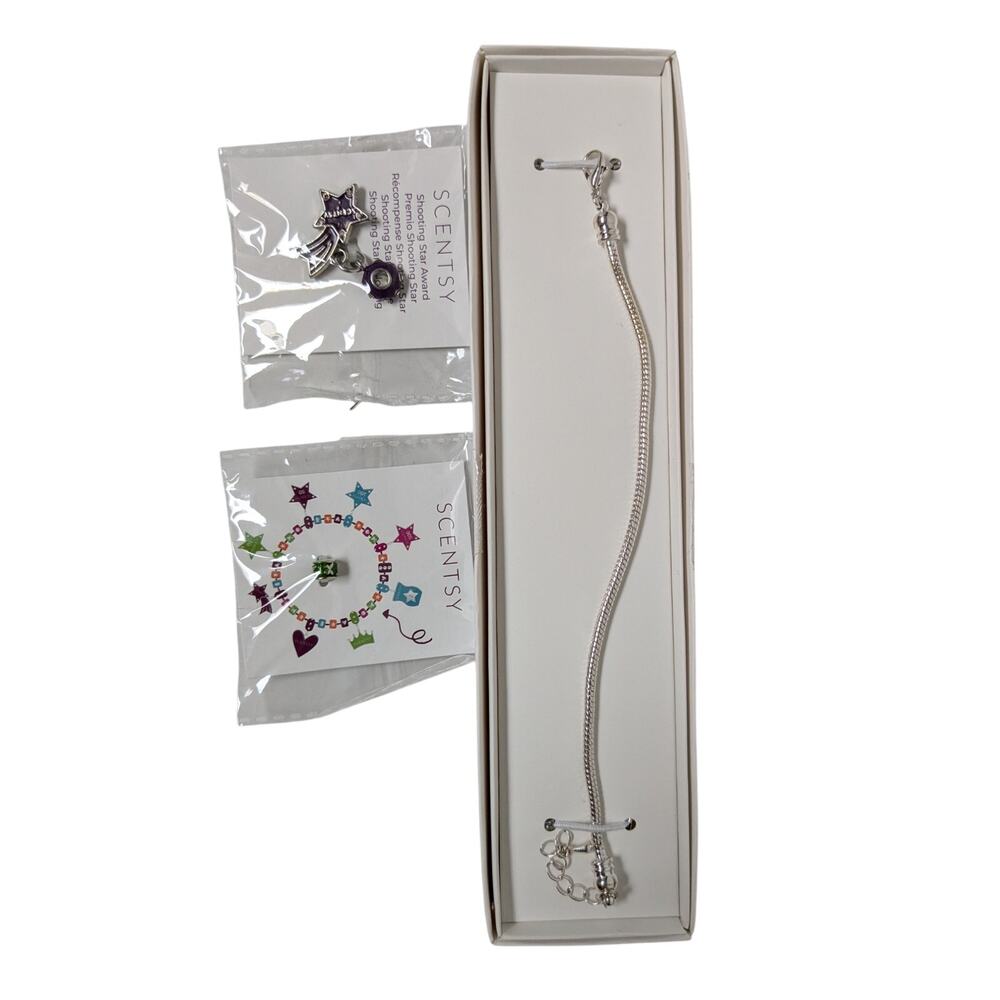 Scentsy Charm Bracelet Charm Holder Silver Tone With 2 Charms shooting star new